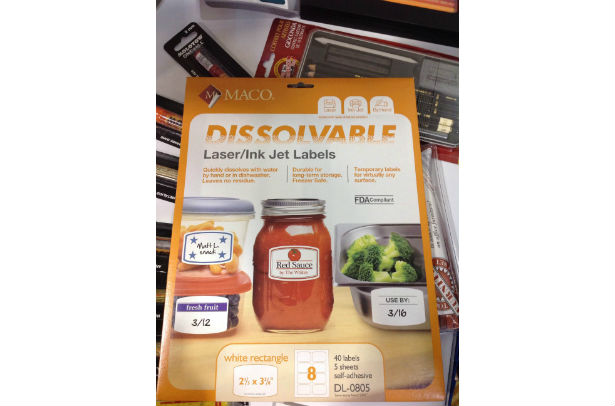 Dissolvable food safe labels from Maco.