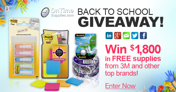 Win $1,800 in FREE School Supplies from 3M and other top brands!