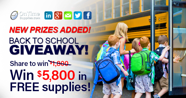 New Prizes Added! Now win $5,800 in FREE School Supplies!